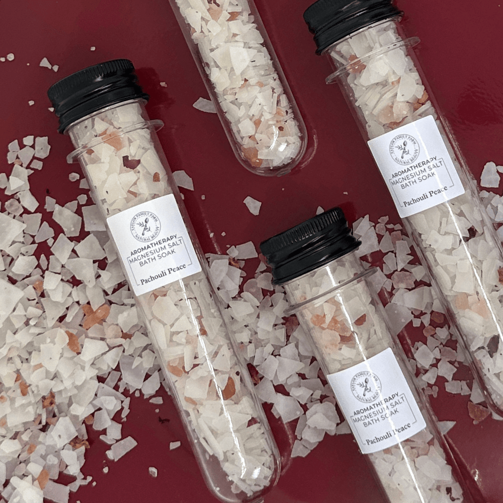 Patchouli Magnesium Bath Salts Tube - Taylor Family Farm - Taylor Family Farm