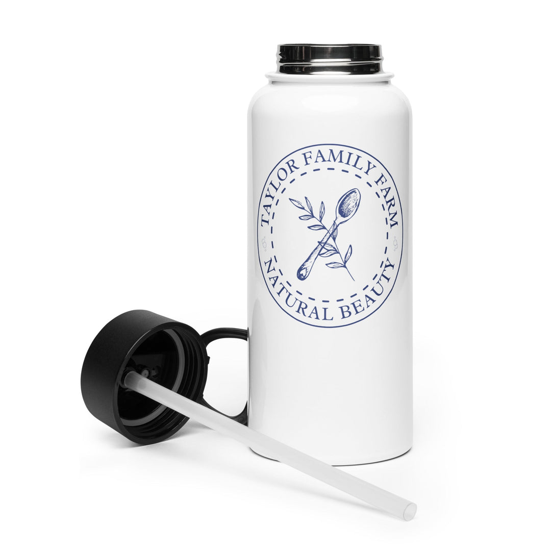 Taylor Family Farm Stainless steel water bottle with a straw lid