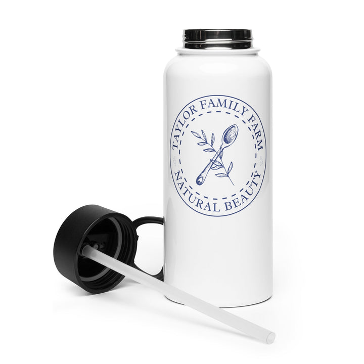 Taylor Family Farm Stainless steel water bottle with a straw lid